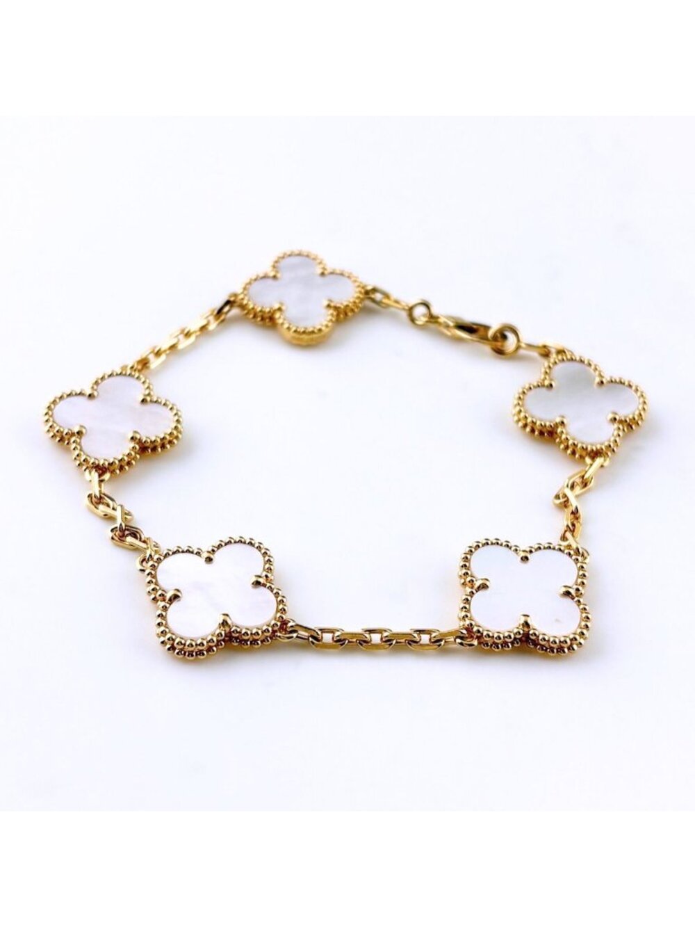 Van Cleef & Arpels Vintage Alhambra Bracelet Yellow Gold 5 Motif Mother of